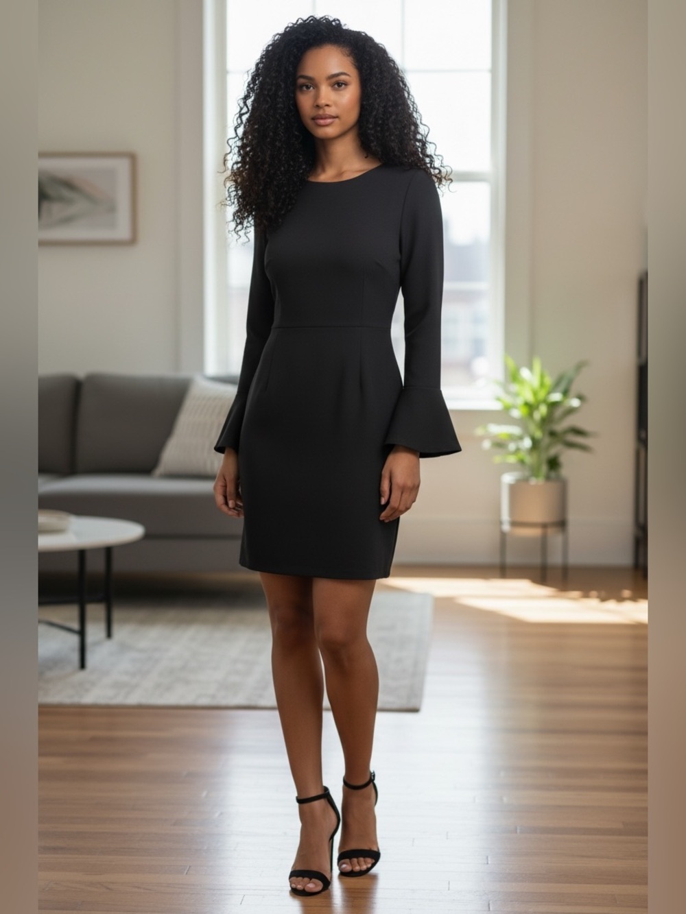 Leith Charcoal Gray Flare Sleeve Cocktail Dress XS – NWT Elegant Fitted